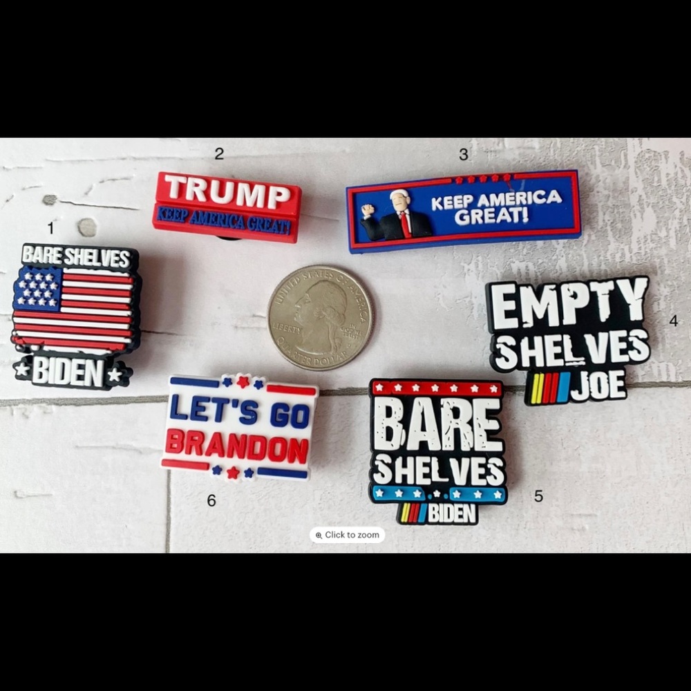 Donald trump/ Biden croc charms set